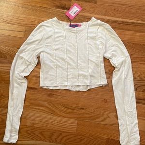 Edikted white long sleeve crop top